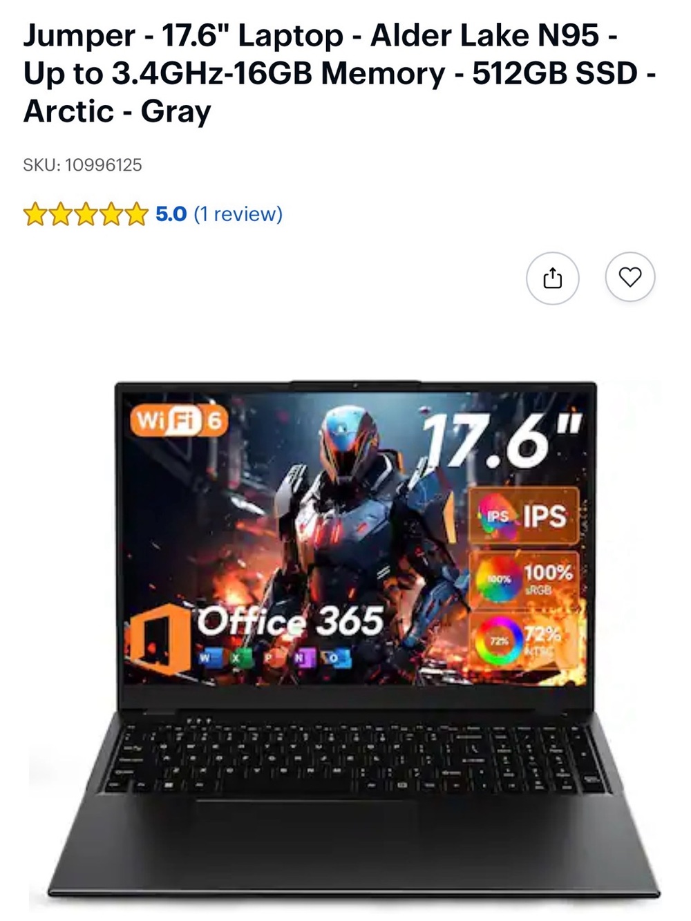 17.6" Arctic Gray Laptop - Alder Lake N95, 16GB, 512GB SSD